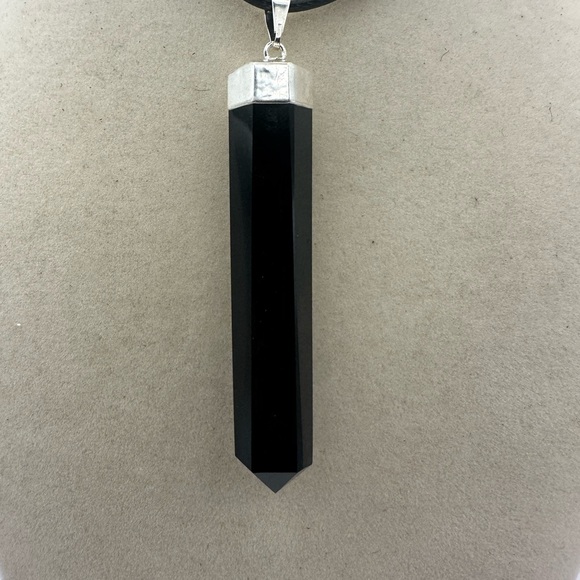 Black Obsidian Point on Rope - Picture 2 of 6